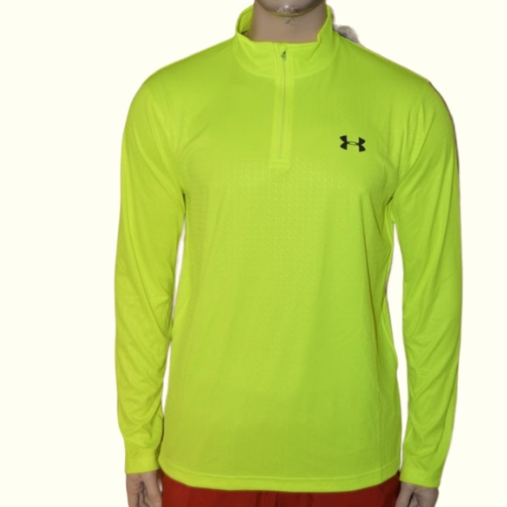 Under Armour Men's 1/4 Zip Yellow Volt Loose Fit Long Sleeve Shirt Size L
